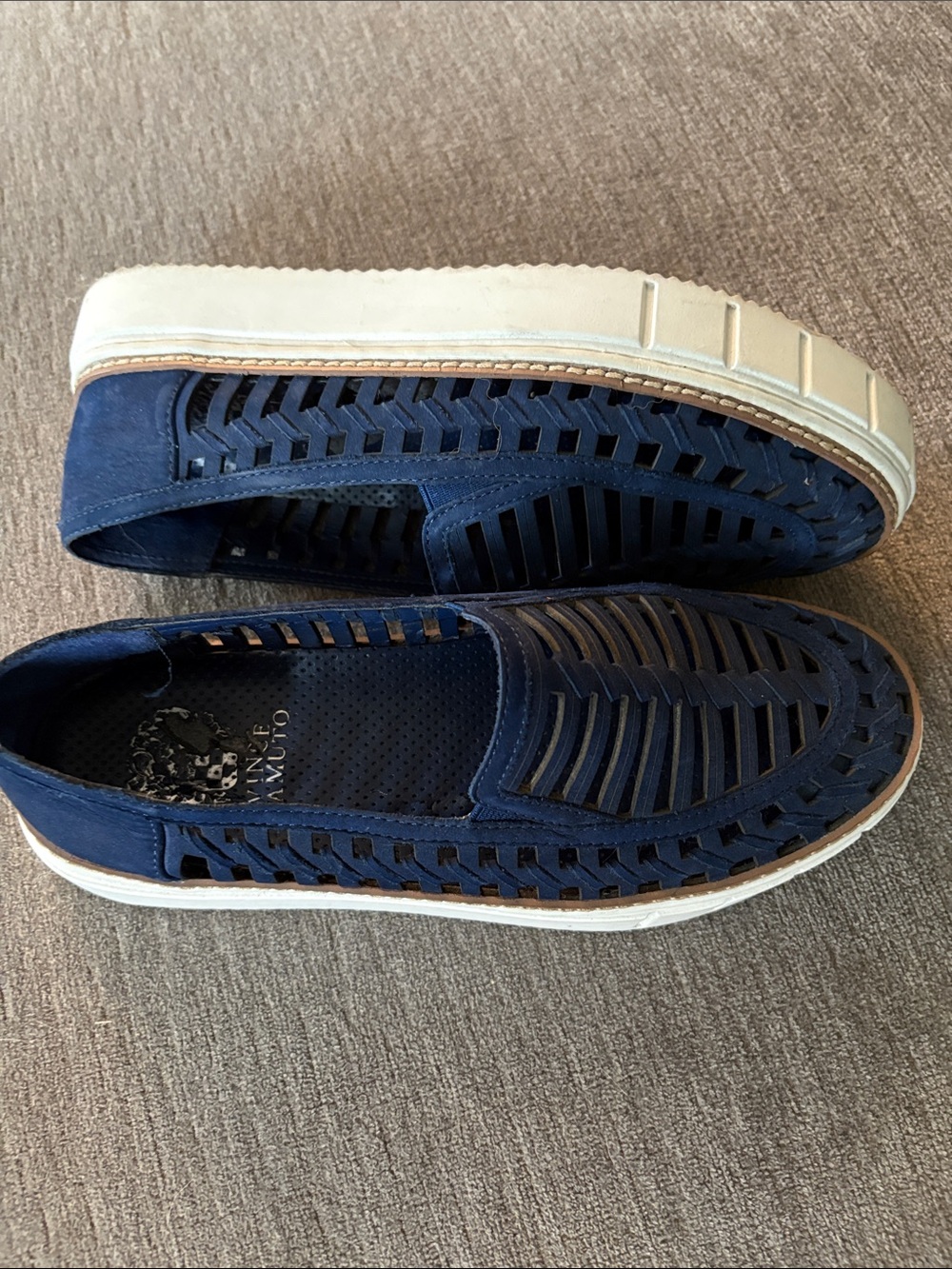 Vince Camuto Navy Blue Cutout Slip-On Sneakers - Picture 2 of 5